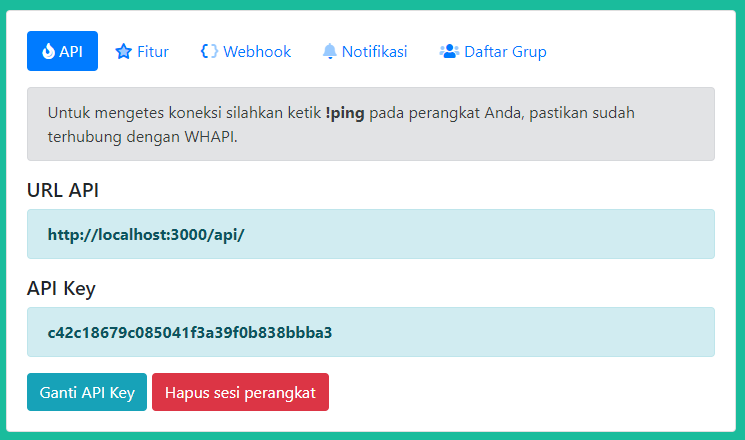 Halaman manajemen perangkat